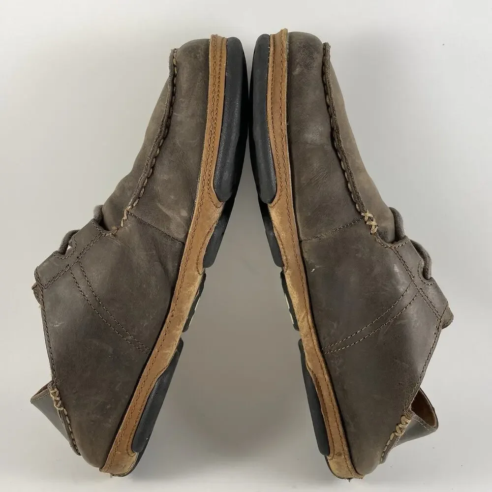 Olukai Shoes Ohana Lace Up Nubuck Leather Slip Ons Loafers Mens Size 8.5 Loafer